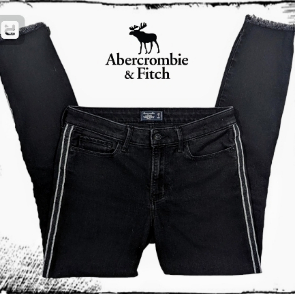 Abercrombie & Fitch Harper Low Rise Ankle Crop Skinny Jeans Black/Silver 4L